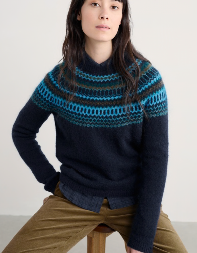 Seasalt Annik Fair Isle Jumper in Cyan