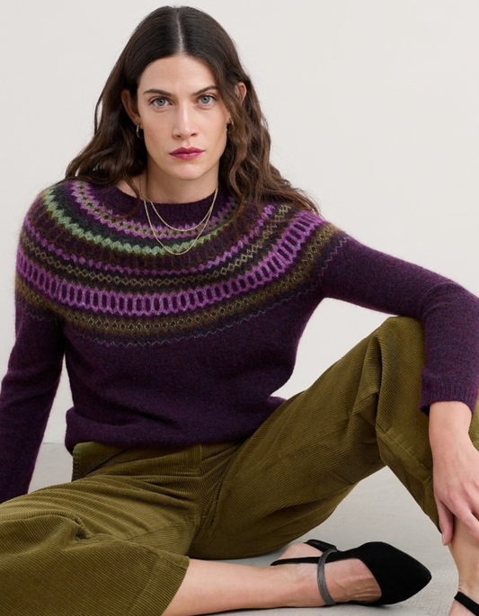 Seasalt Annik Fair Isle Sweater in Grape Oak Mix