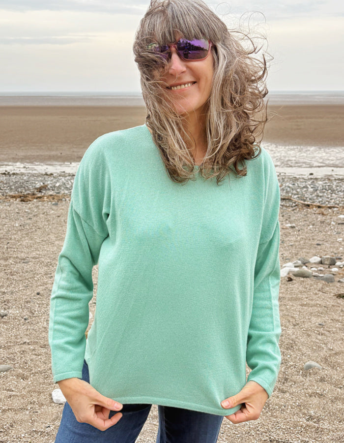 mint cashmere lambswool one size loose fit sweater