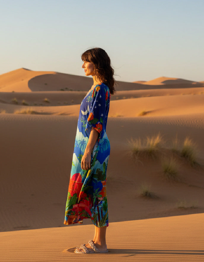arabian nights printed kaftan dress