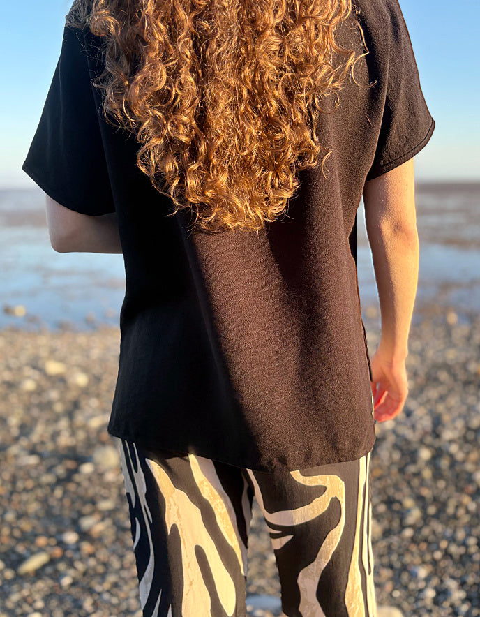 black loose fit boxy top