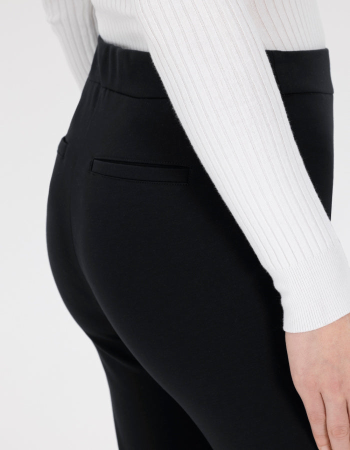 wide leg pull on stretch jersey trouser with elasticated was it in black