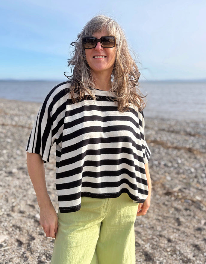 black and white striped tee