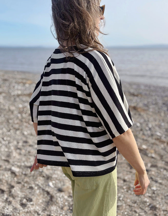 black and white striped tee
