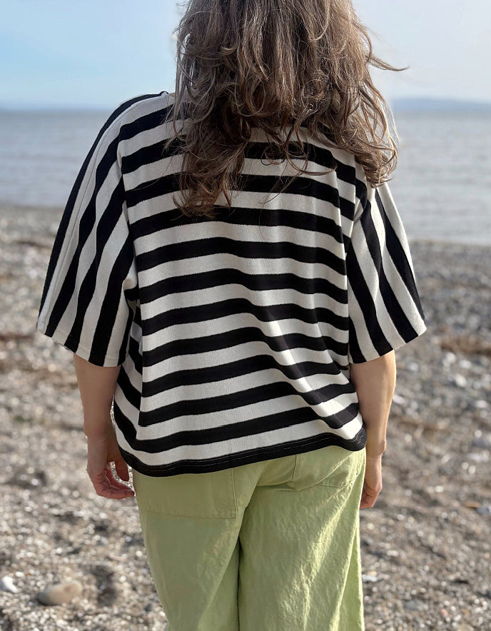 black and white striped tee