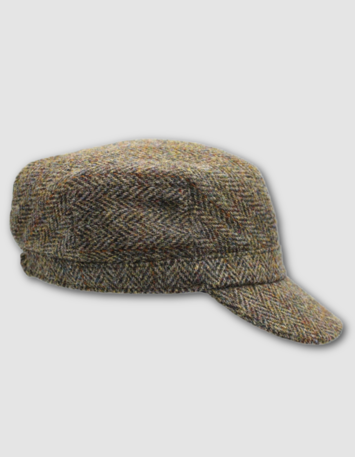 brown tweed cadet cap
