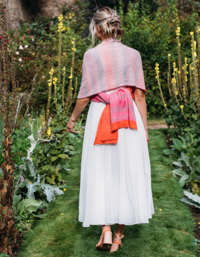pink and orange wool wrap