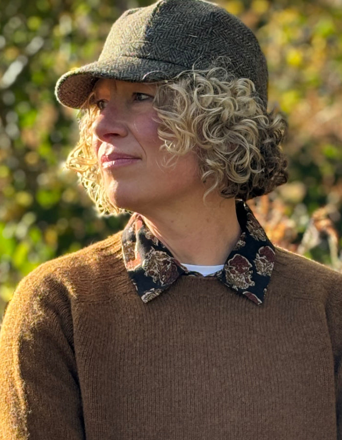 brown tweed cadet cap
