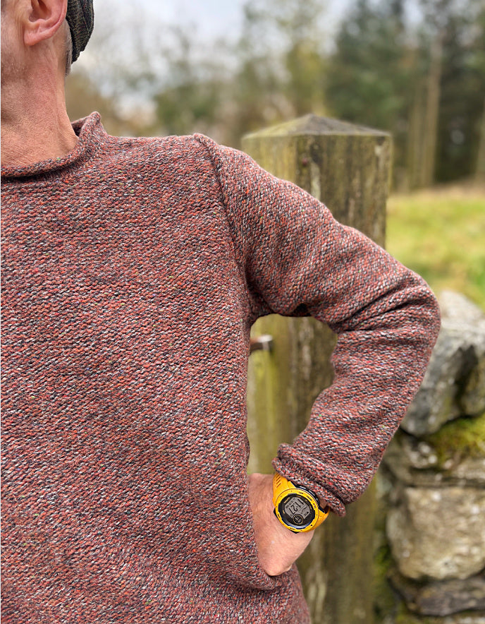 Fisherman out of Ireland Semi Felted Crew Neck Sweater in Chestnut