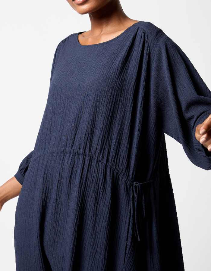 Sahara Crinkle Flared Dress in Midnight