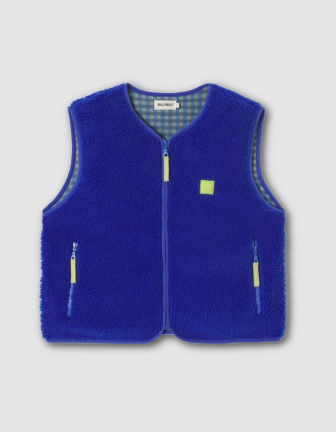 Coming Soon | Billy Belt Sherpa Fleece Gilet in Cobalt