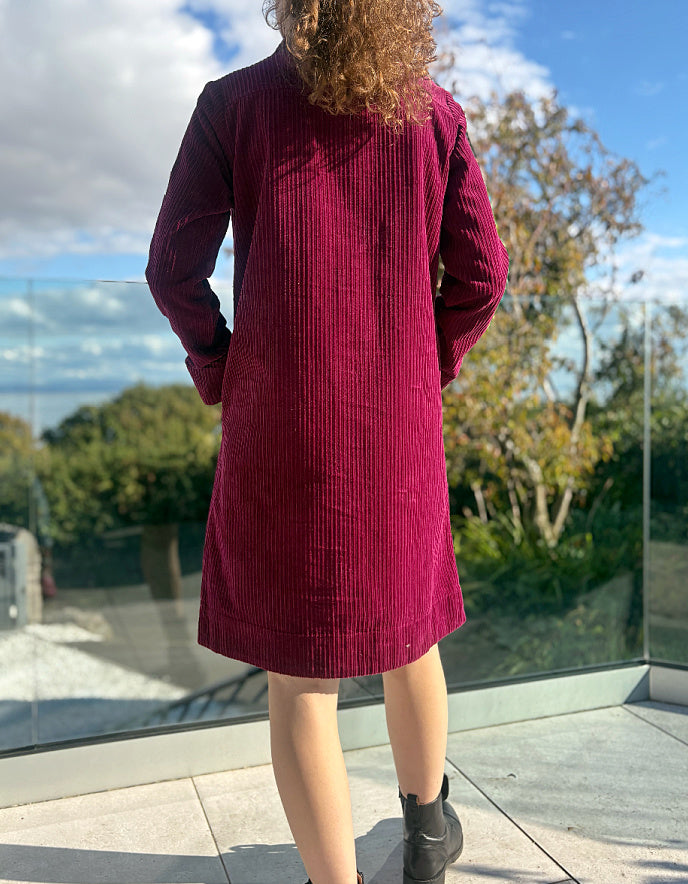 Mousqueton Moustoir Cord Shirt Dress in Grenat