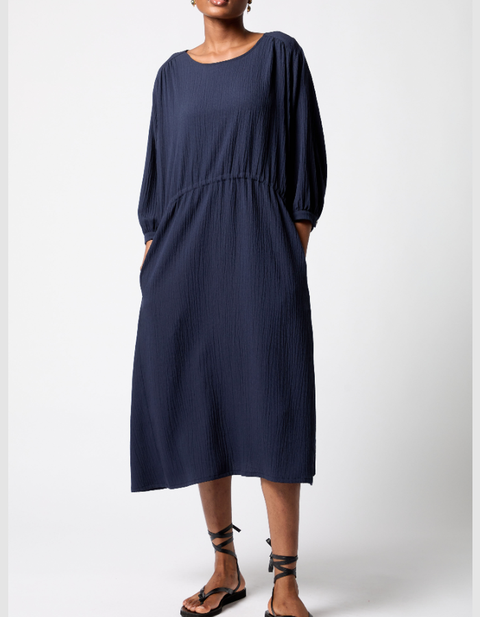 Sahara Crinkle Flared Dress in Midnight