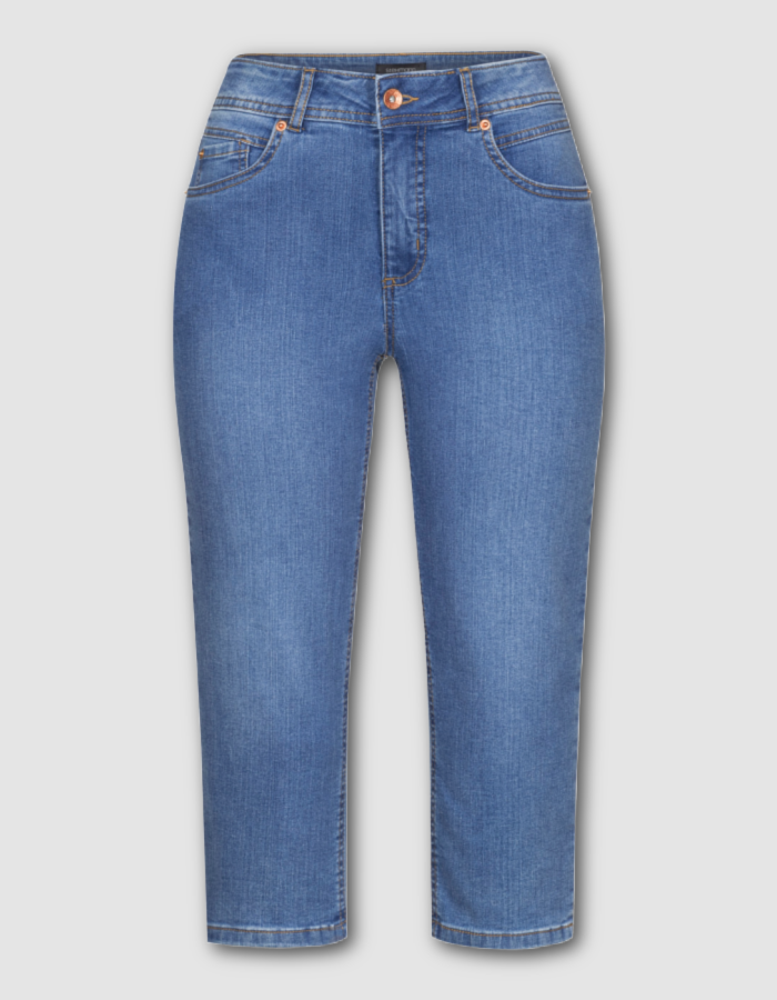 stretchy denim light wash capris