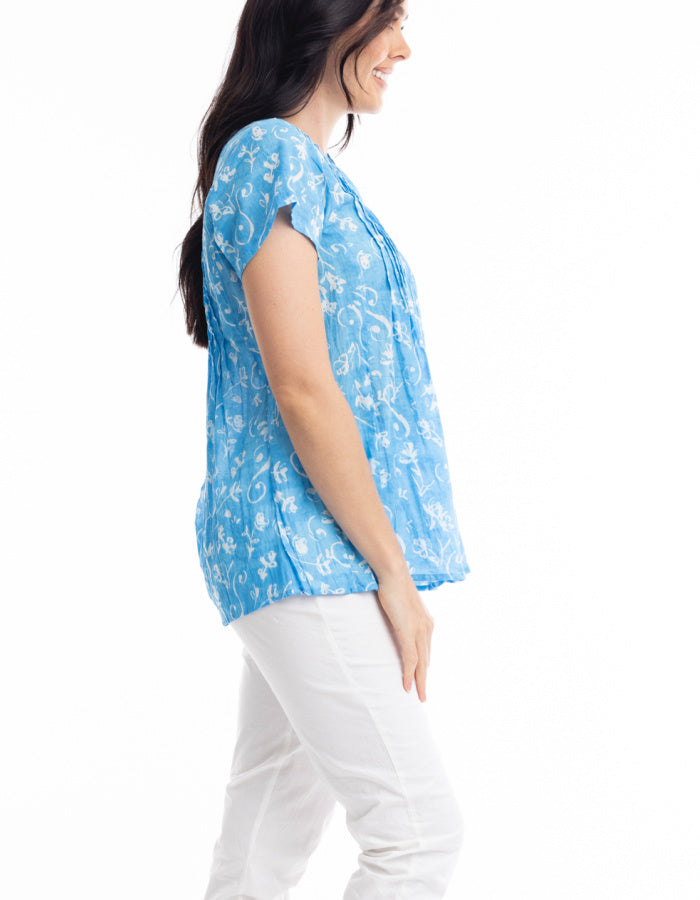Orientique Elafonissi Pleated Short Sleeve Top