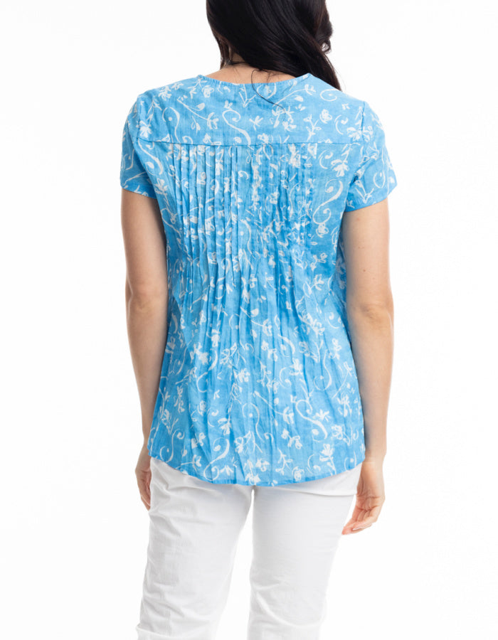 Orientique Elafonissi Pleated Short Sleeve Top