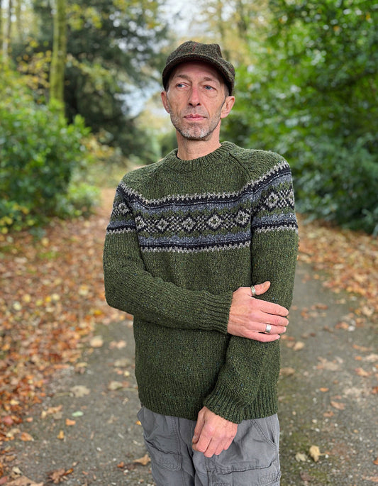 Fisherman out of Ireland Fair Isle Sweater in Seaweed