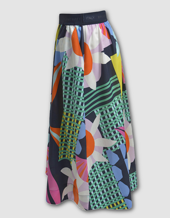 Milano Sunburst Floral Midi Skirt