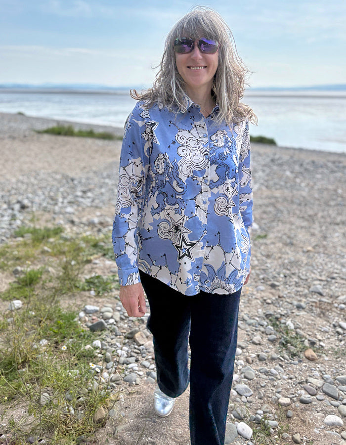 Milano Cotton Shirt with Celestial Horse Print