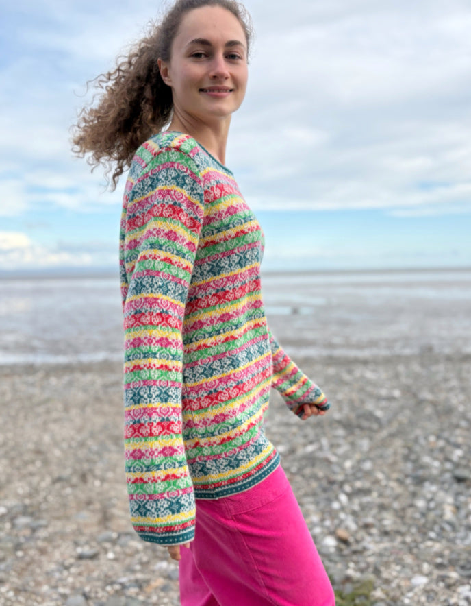 Heidekonigin Rainbow Fair Isle Pullover