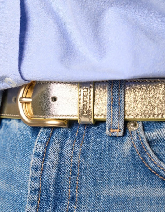 Billy Belt Leather Belt in Soft Gold