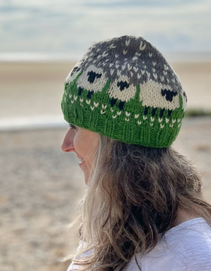 From the Source Sheep Beanie in Green Grass Field
