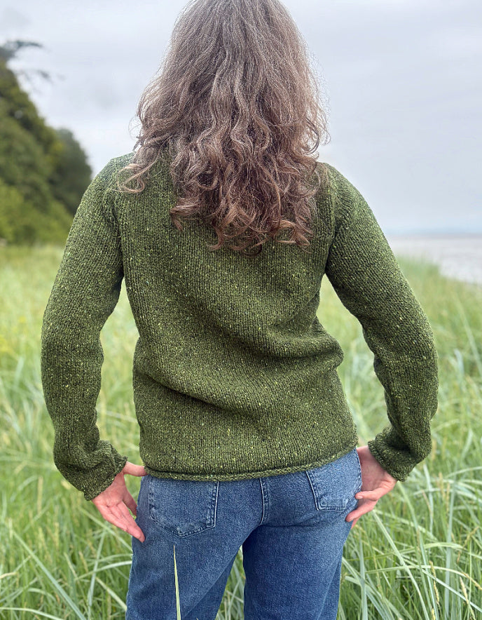 Fisherman out of Ireland Donegal Tweed Roll Neck Sweater in Shamrock