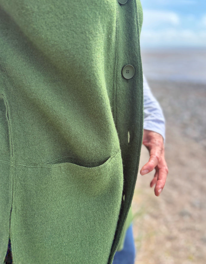 See Saw Boiled Wool Waistcoat in Green