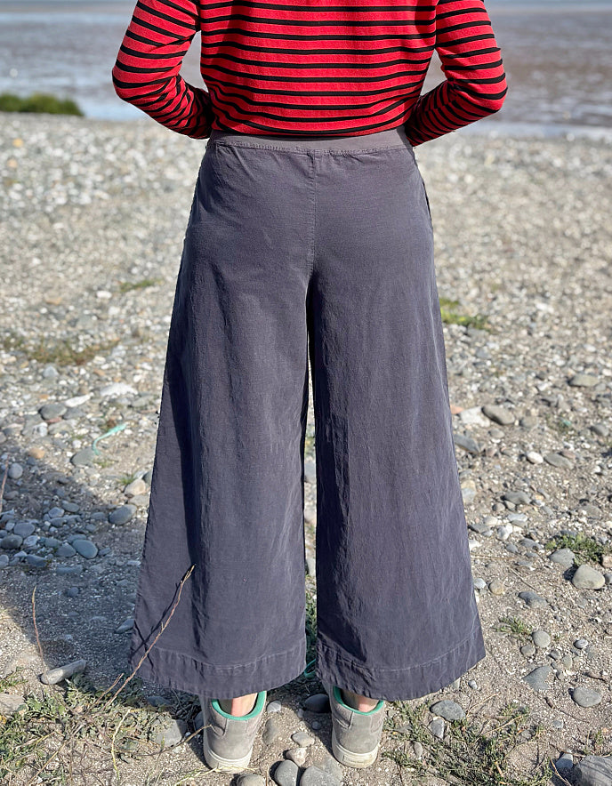 Cut Loose Culotte with Soft Waist in Grey Baby Cord