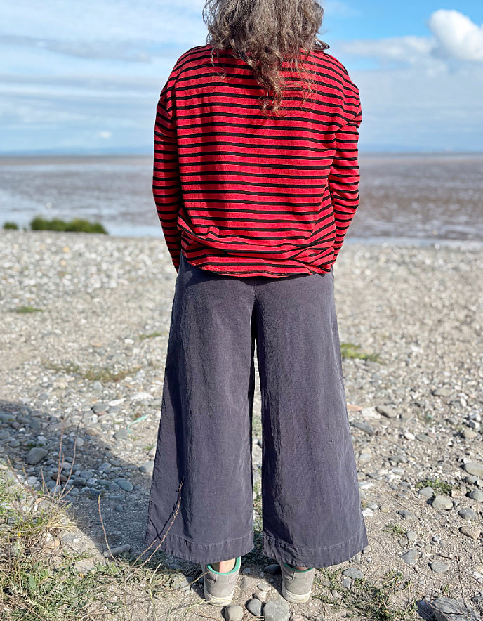 Cut Loose Culotte with Soft Waist in Grey Baby Cord