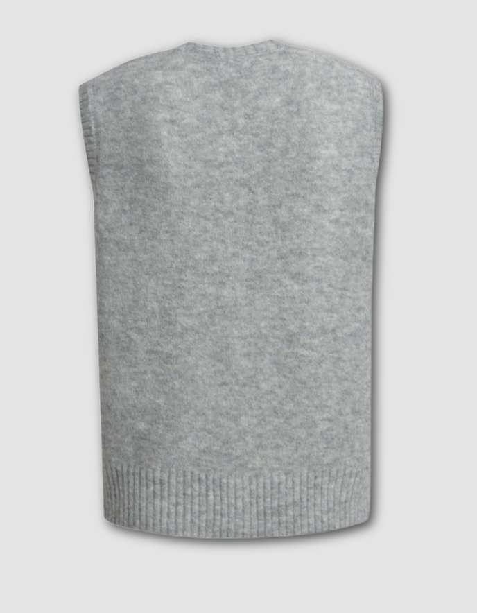 Gray knitted vest on a light gray background