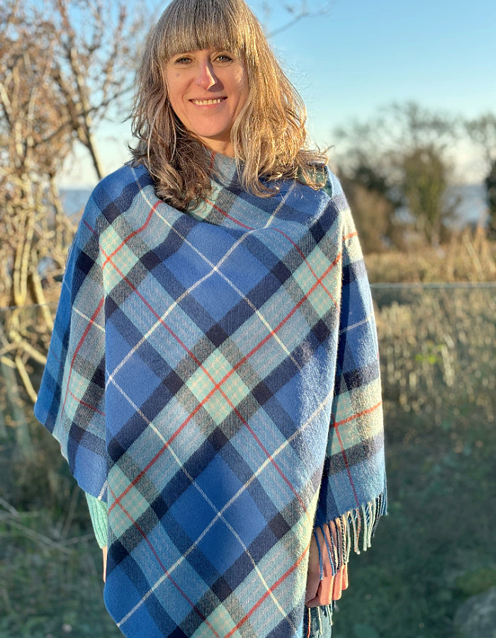 Lochcarron Lambswool Georgia Poncho in Steps to Hope Tartan