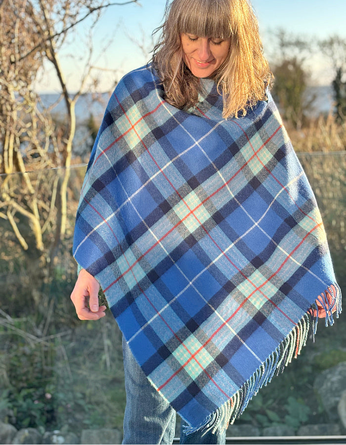 Lochcarron Lambswool Georgia Poncho in Steps to Hope Tartan
