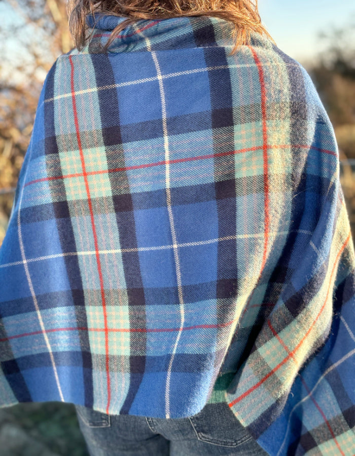 Lochcarron Lambswool Georgia Poncho in Steps to Hope Tartan