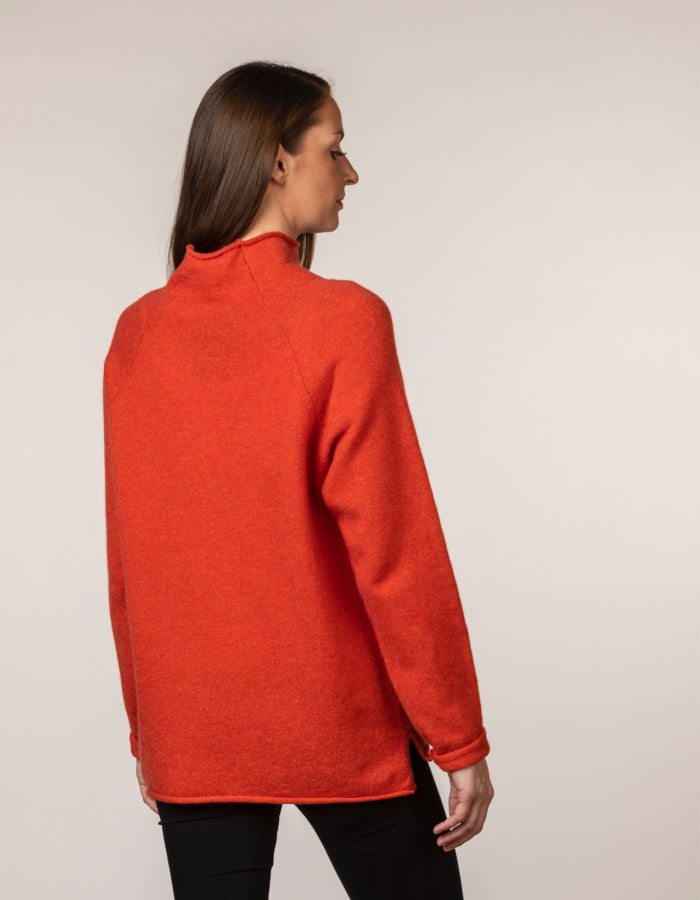 orange merino lambswool raglan sweater