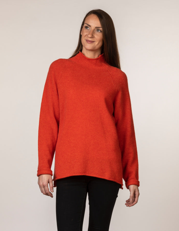 orange merino lambswool raglan sweater
