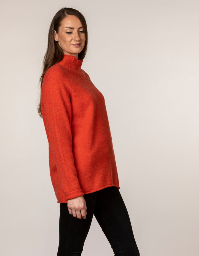 orange merino lambswool raglan sweater