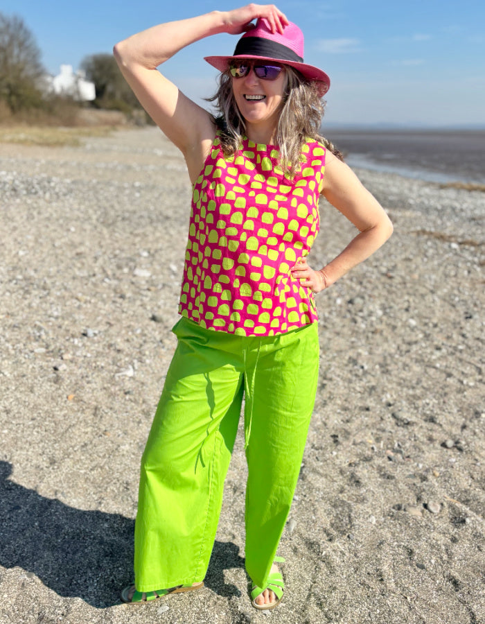 Kaleido Polka Block Button Back Sun Top