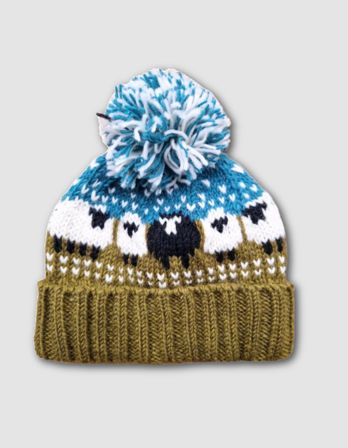 From the Source Sheep Bobble hat in Khaki