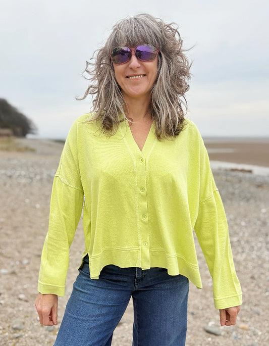 Vetono Boxy Cotton Cardigan Cardigan