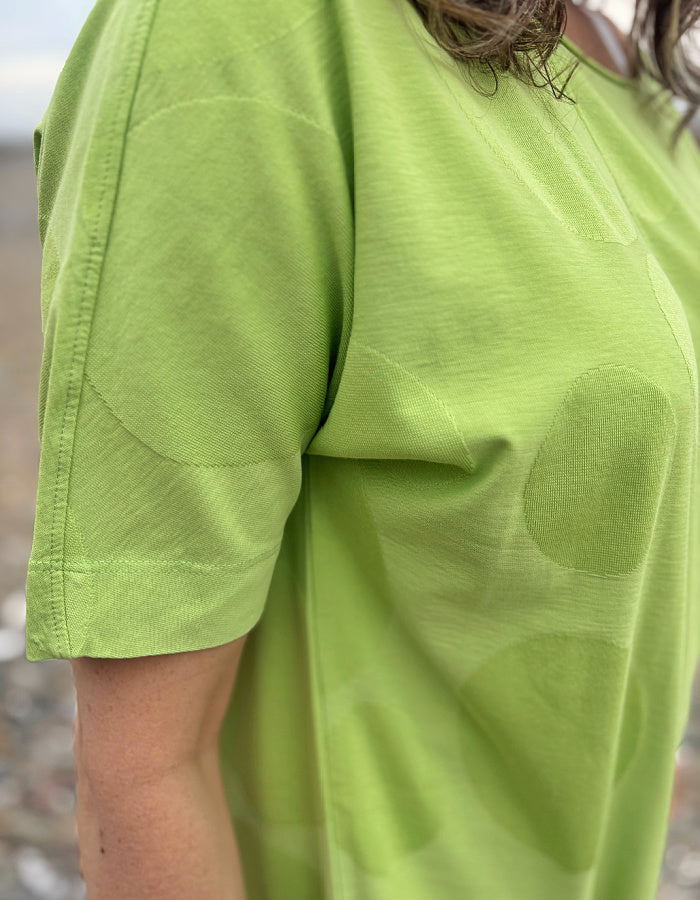 lime green, short sleeve cotton jersey tunic top