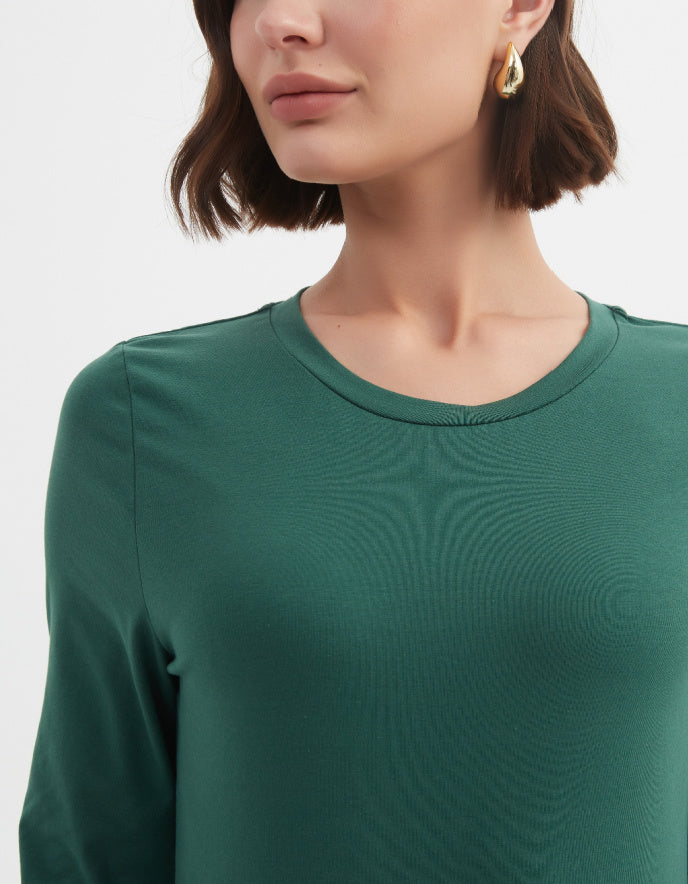 long sleeve green cotton jersey t shirt