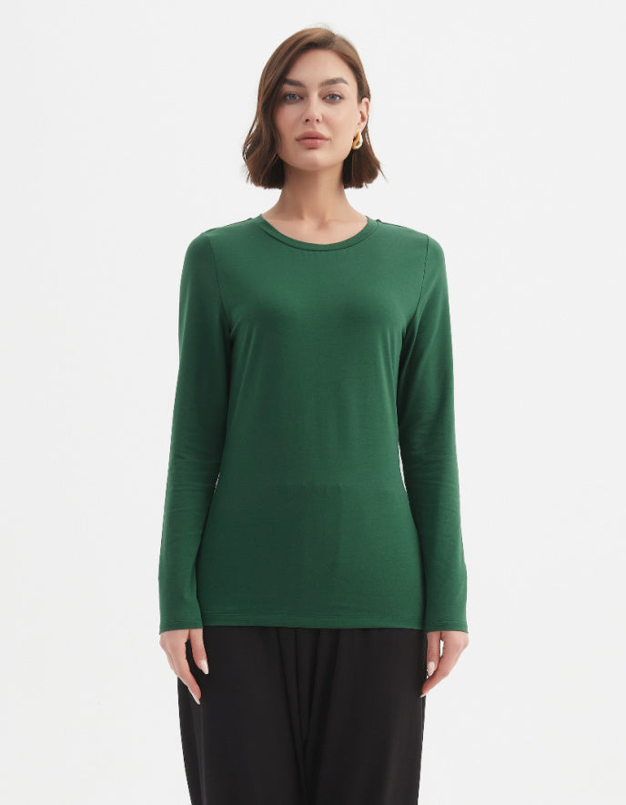 long sleeve green cotton jersey t shirt
