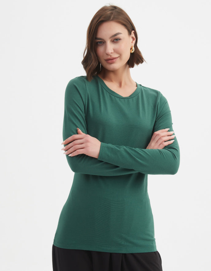 long sleeve green cotton jersey t shirt