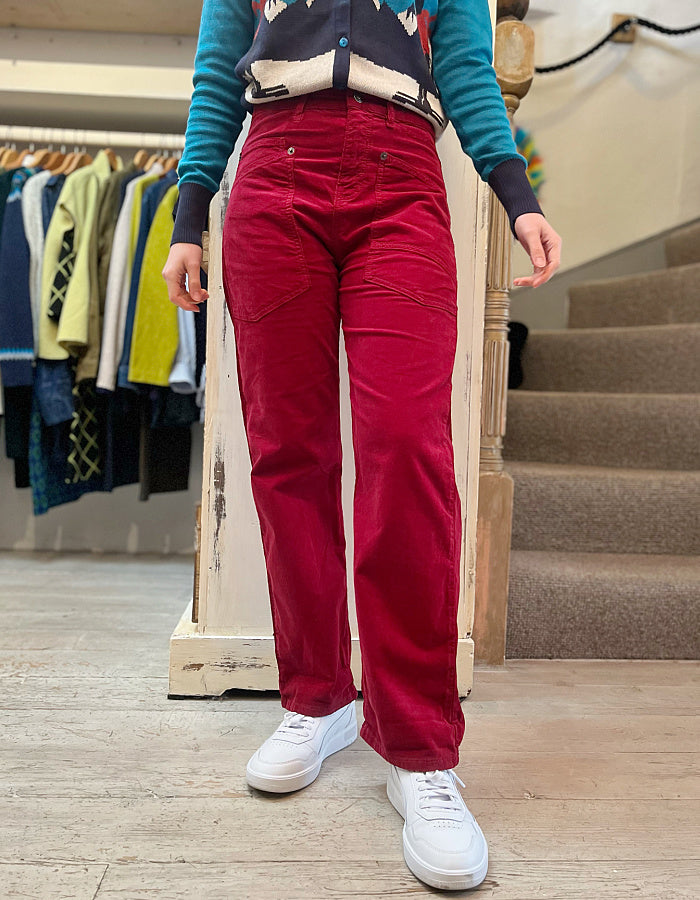 deep red baggy cords