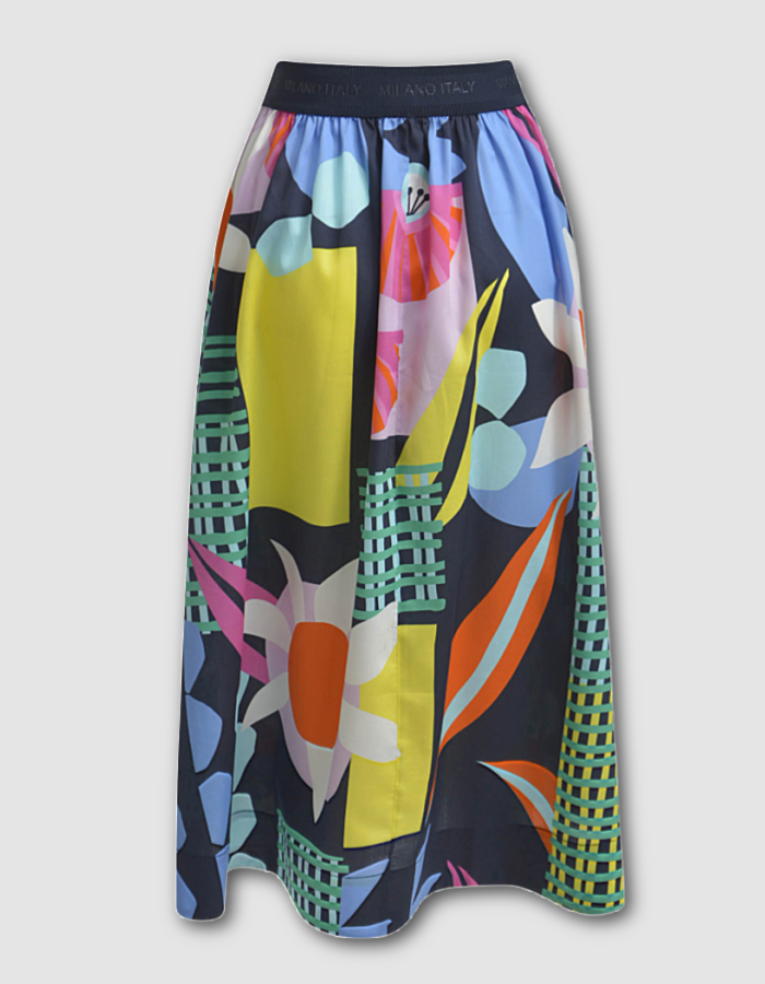 Milano Sunburst Floral Midi Skirt