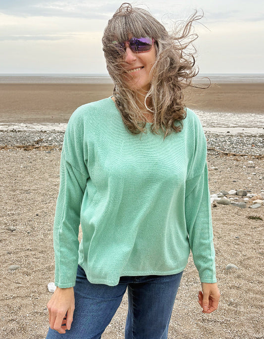 mint cashmere lambswool one size loose fit sweater