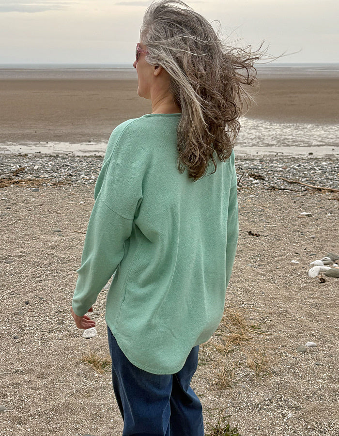 mint cashmere lambswool one size loose fit sweater