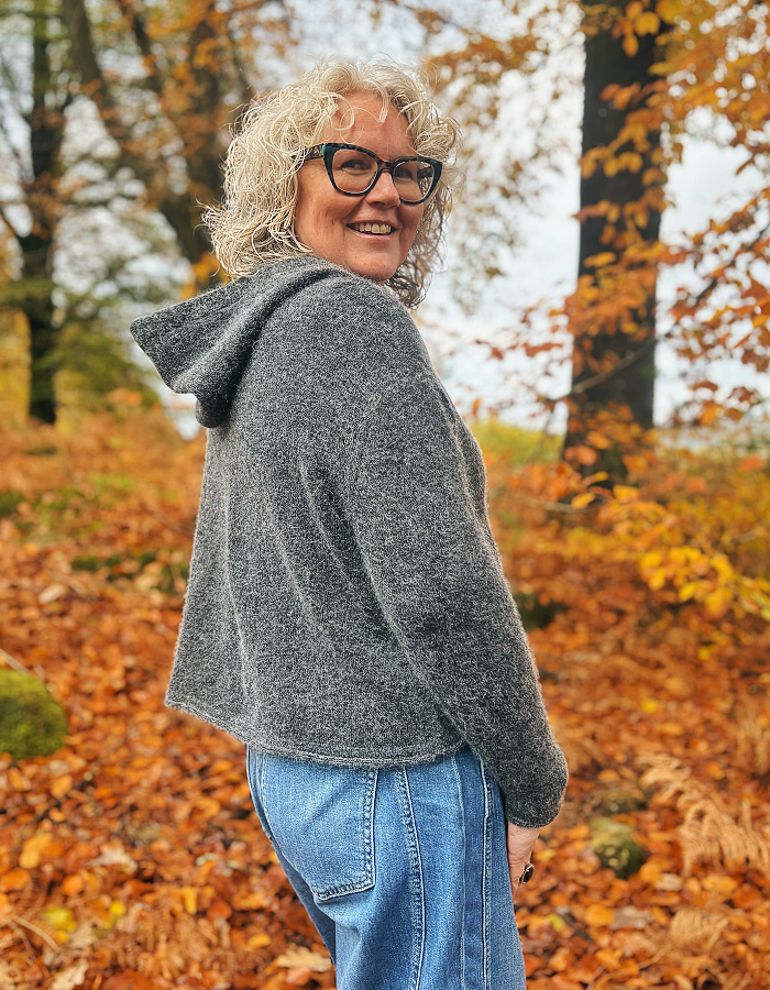 Ochre Elsi Hooded Cardigan in Charcoal Marl Mohair Blend