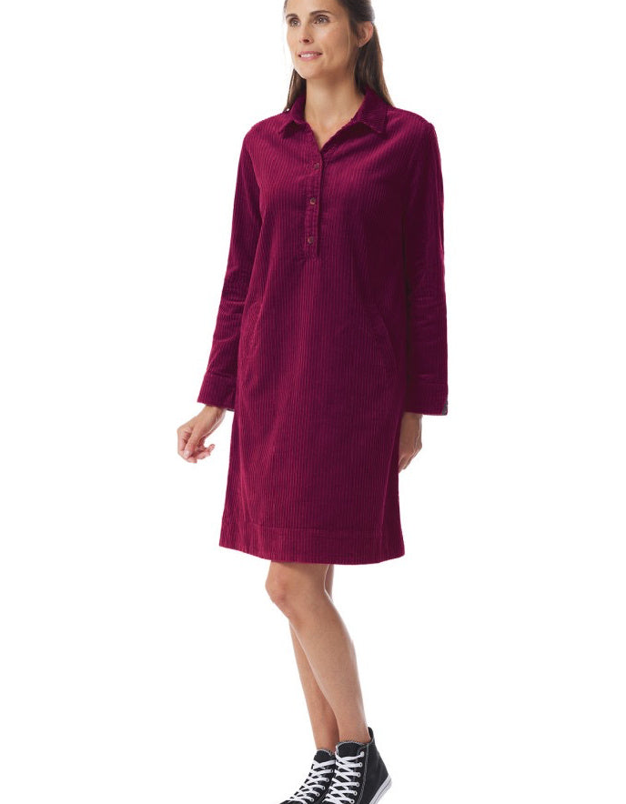 Mousqueton Moustoir Cord Shirt Dress in Grenat